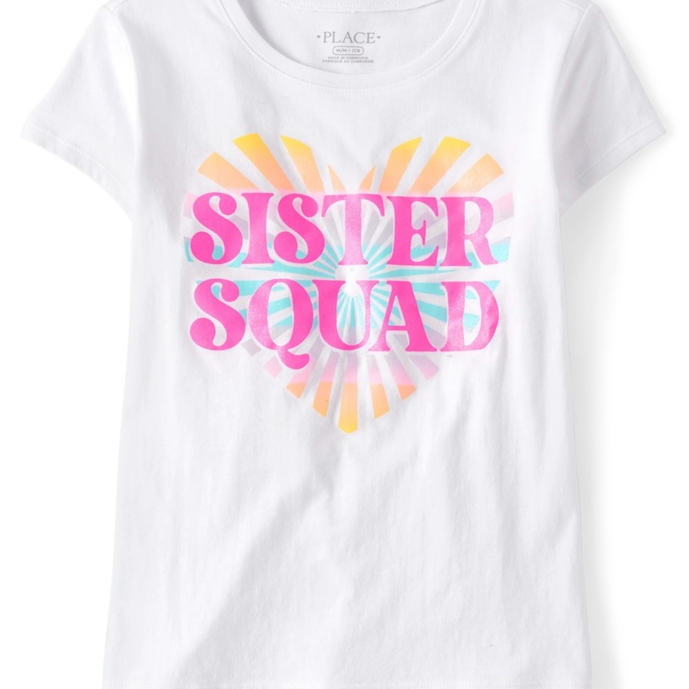 Place White Short Sleeve Tee Sister Squad Graphic
